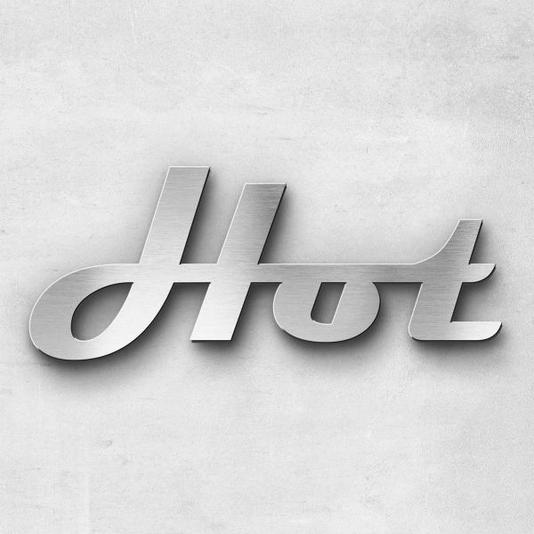 Schriftzug "Hot" Edelstahl gebürstet