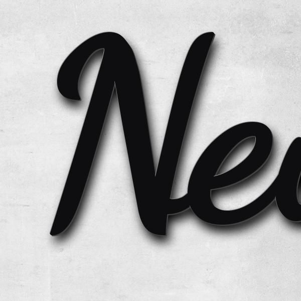 Schriftzug "Neumann" in Schriftart "Filigrano", Edelstahl V2A pulverbeschichtet - hochwertig & wette