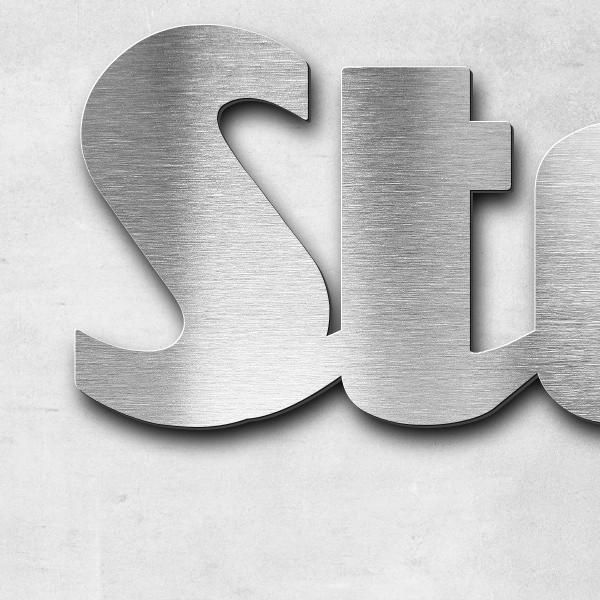 Schriftzug "Stadtteilhaus Oberreut" in Schriftart "Woofer", Edelstahl V2A gebürstet - hochwertig & w