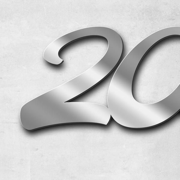 Schriftzug "20.2.1965 - 25.8.2022" in Schriftart "Molarite", Edelstahl V2A spiegelpoliert - hochwert