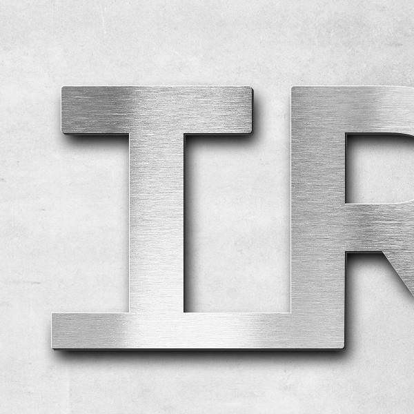 Schriftzug "Trauerzentrum" in Schriftart "Baseline", Edelstahl V2A gebürstet - hochwertig & wetterbe