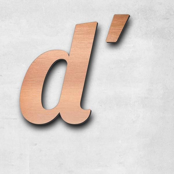 Enseigne "d'", acrylique-plastique in Aspect cuivre brossé - de haute qualité & résistant aux intempéries