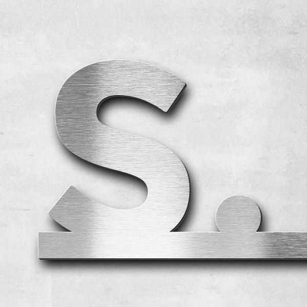 Schriftzug "S. & R. &" in Schriftart "Baseline", Edelstahl V2A gebürstet - hochwertig & wetterbestän