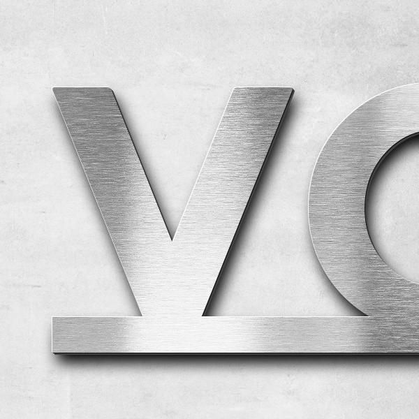 Lettering "Votre texte", stainless steel V2A brushed - high quality & weather resistant