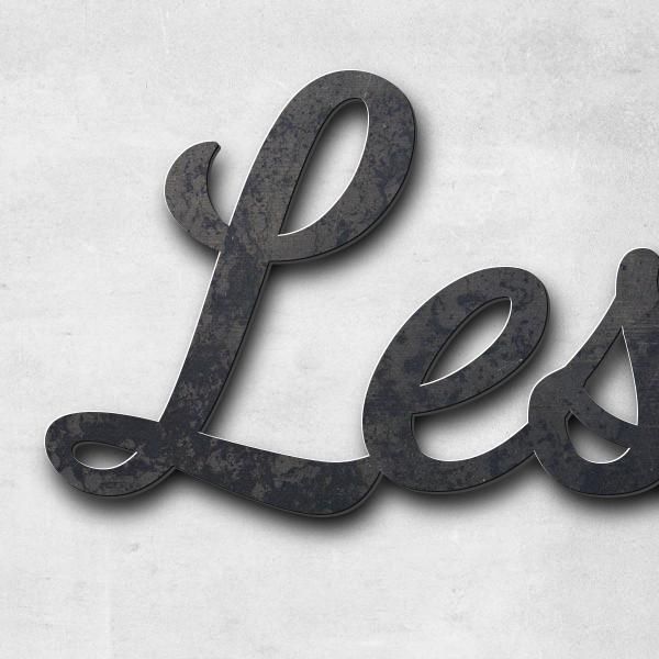 Lettering "Les Oliviers", corten steel untreated - high quality & weather resistant