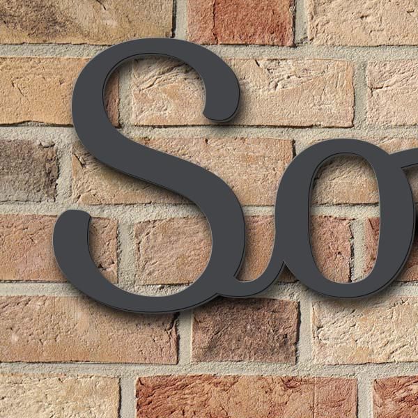 Schriftzug "Sonnenhof Elbaue" in Schriftart "Autumna", Edelstahl V2A pulverbeschichtet - hochwertig