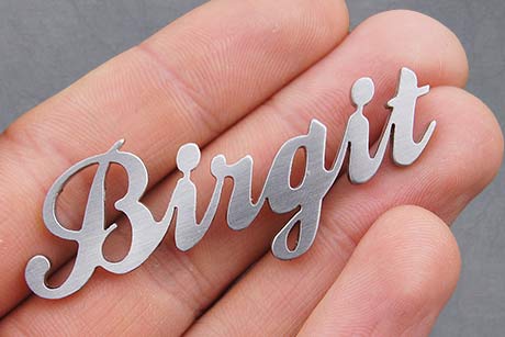 Schriftzug Birgit aus Edelstahl