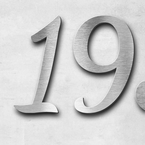 Schriftzug "1938 - 2024" in Schriftart "Filigrano", Edelstahl V2A gebürstet - hochwertig & wetterbes