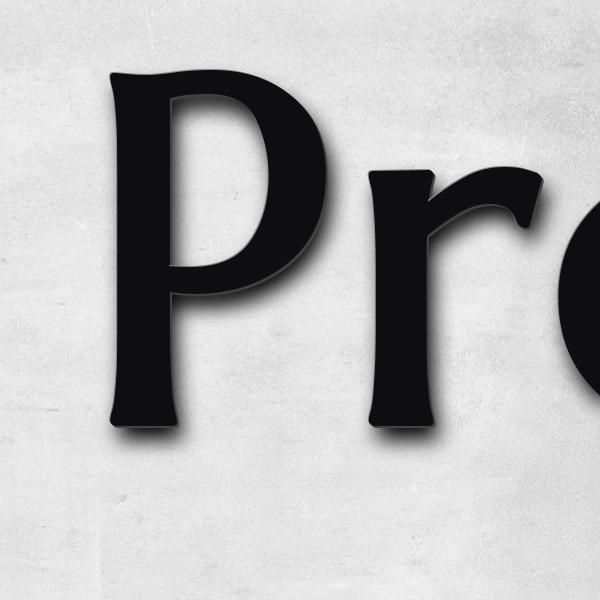 Schriftzug "Proden" in Schriftart "Eternitas", Edelstahl V2A pulverbeschichtet - hochwertig & wetter