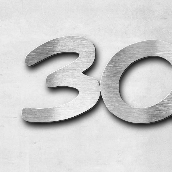 Schriftzug "30.11.2025" in Schriftart "Lilly", Edelstahl V2A gebürstet - hochwertig & wetterbeständig