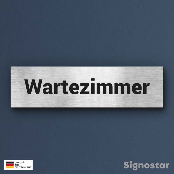 Türschild Praxis "Wartezimmer" Edelstahl mit Lasergravur (personalisierbar)