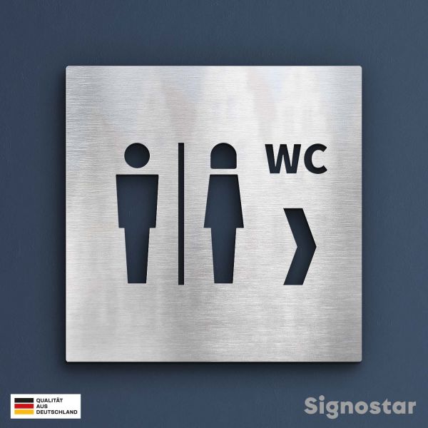 WC Schild Edelstahl - Damen & Herren WC rechts