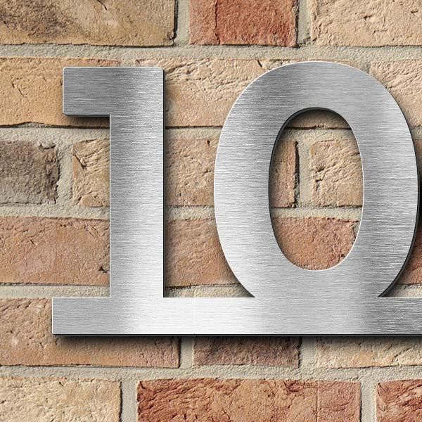 Schriftzug "10" in Schriftart "Baseline", Edelstahl V2A gebürstet - hochwertig & wetterbeständig