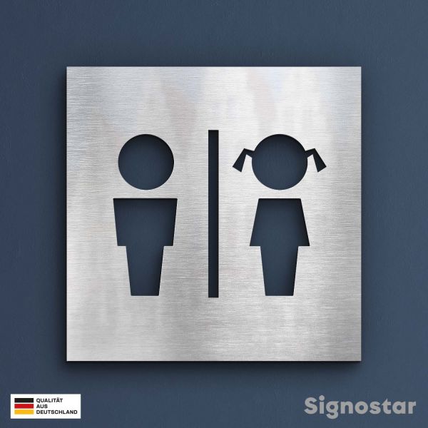 WC Schild Edelstahl - Kinder