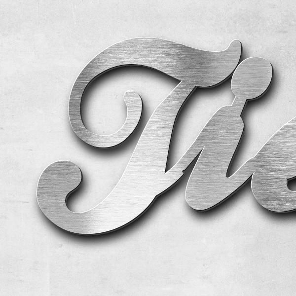Schriftzug "Tiefgarage" in Schriftart "Ballpark", Edelstahl V2A gebürstet - hochwertig & wetterbestä