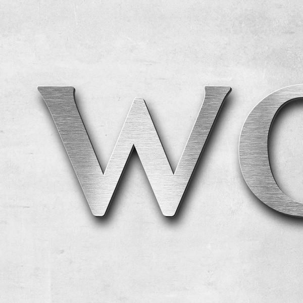 Schriftzug "wohne deinen Traum" in Schriftart "Eternitas", Edelstahl V2A gebürstet - hochwertig & wetterbeständig