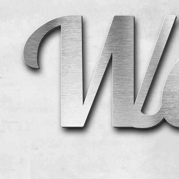 Schriftzug "Werkstatt" in Schriftart "Catdog", Edelstahl V2A gebürstet - hochwertig & wetterbeständi