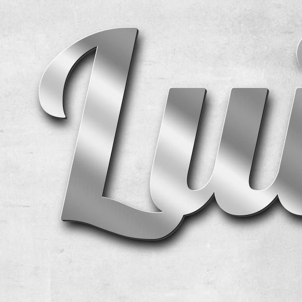 Schriftzug "Luigi" in Schriftart "Catdog", Edelstahl V2A spiegelpoliert - hochwertig & wetterbeständ