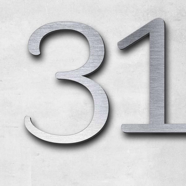 Schriftzug "31.07.2025" in Schriftart "Autumna", Acryl-Kunststoff in Edelstahl-Optik gebürstet - hoc