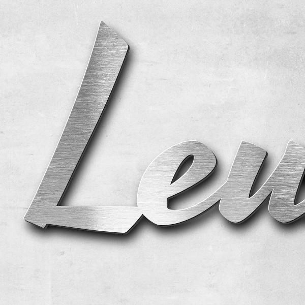 Schriftzug "Leuchtenberger" in Schriftart "Retroracer", Edelstahl V2A gebürstet - hochwertig & wette