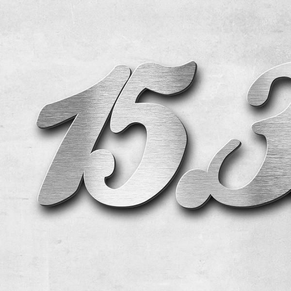 Schriftzug "15.3.1934" in Schriftart "Ballpark", Edelstahl V4A gebürstet - hochwertig & wetterbestän