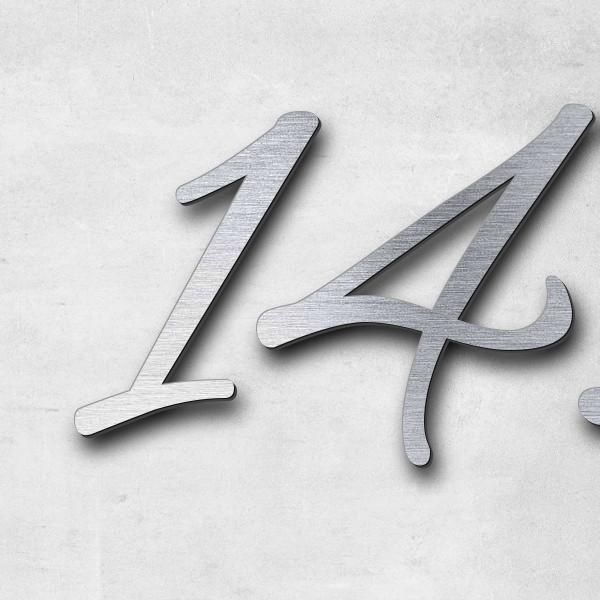 Schriftzug "14.06.2000", Acryl-Kunststoff in Edelstahl-Optik gebürstet - hochwertig & wetterbeständi