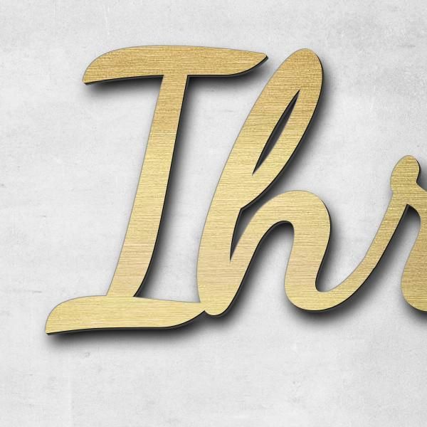 Schriftzug "Ihr Text" in Schriftart "Filigrano", Acryl-Kunststoff in Messing-Optik gebürstet - hochwertig & wetterbeständig