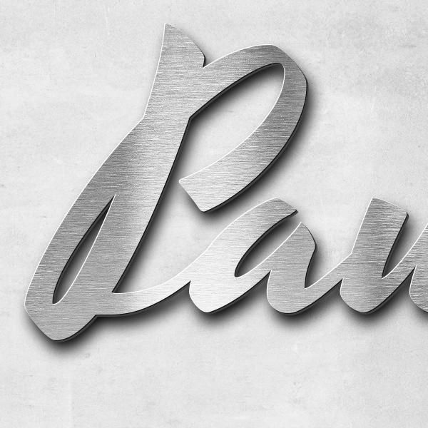 Schriftzug "Paula" in Schriftart "Retroracer", Edelstahl V2A gebürstet - hochwertig & wetterbeständi
