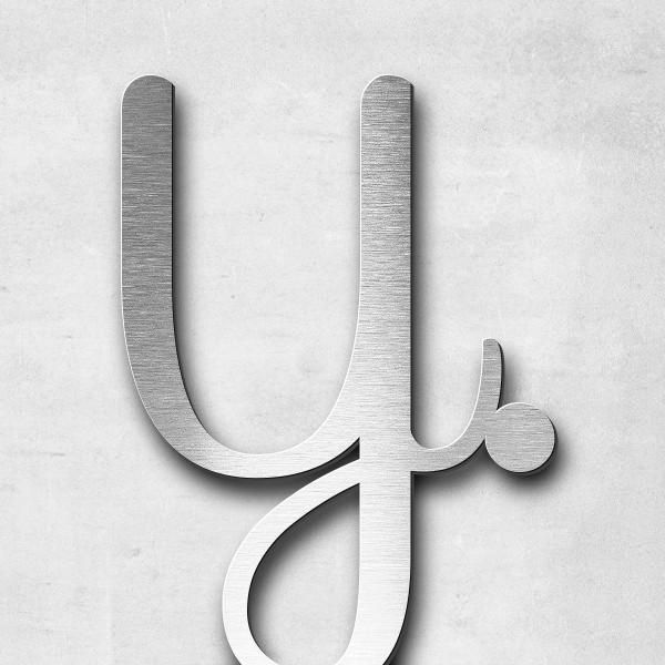 Schriftzug "Y. Palke" in Schriftart "Autumna", Edelstahl V4A gebürstet - hochwertig & wetterbeständi