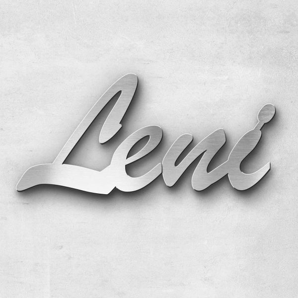 Schriftzug "Leni", Breite: 17 cm, Schriftart: Lilly, Befestigung: Bolzen