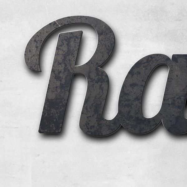 Schriftzug "Rasen-Gräber" in Schriftart "Catdog", Cortenstahl unbehandelt - hochwertig & wetterbestä