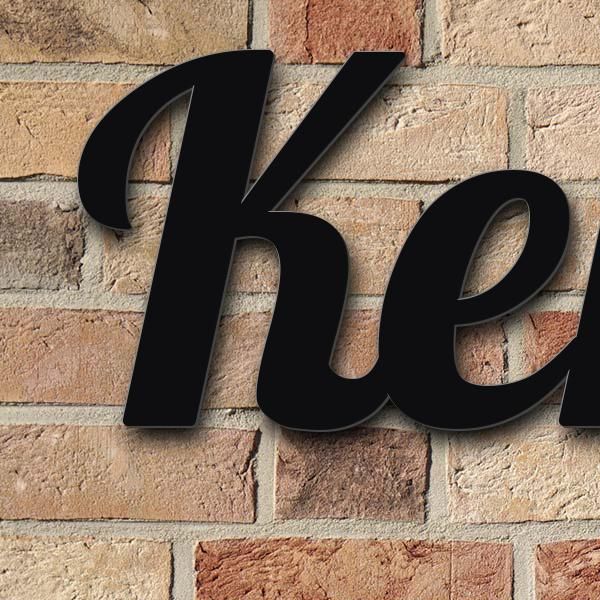 Schriftzug "Kerda" in Schriftart "Catdog", Edelstahl V2A pulverbeschichtet - hochwertig & wetterbest