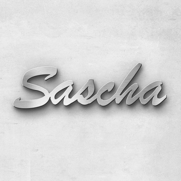 Schriftzug "Sascha", Breite: 20 cm, Schriftart: Rockradio, Befestigung: Selbstklebend