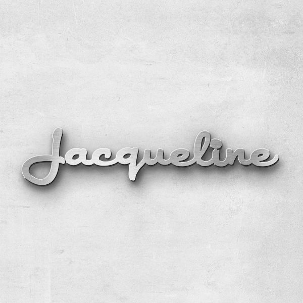 Schriftzug "Jacqueline", Breite: 15 cm, Schriftart: Rockradio, Befestigung: Selbstklebend