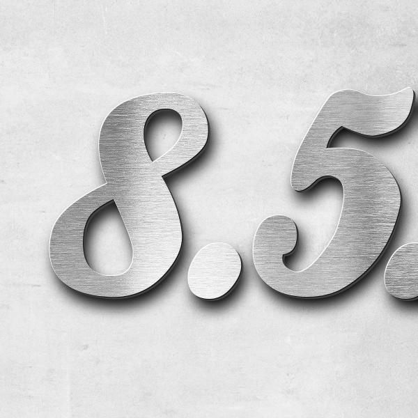 Schriftzug "8.5.1929" in Schriftart "Ballpark", Edelstahl V2A gebürstet - hochwertig & wetterbeständ