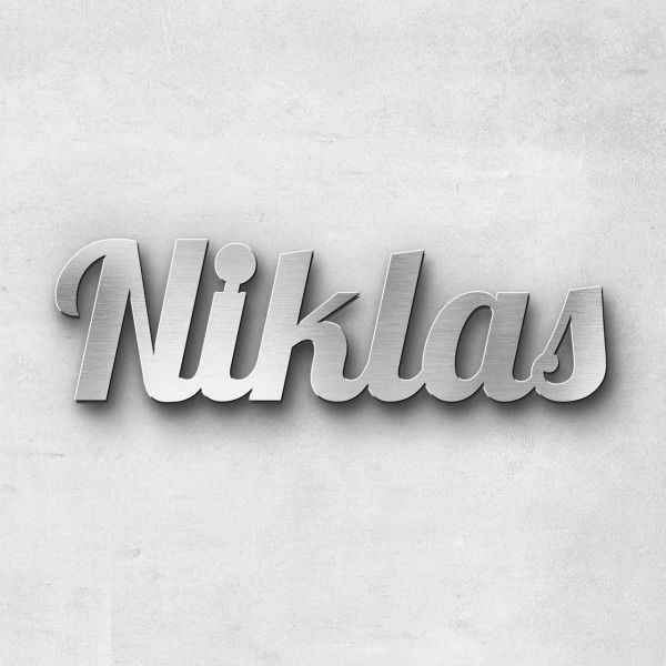 Schriftzug "NIKLAS", Breite: 18 cm, Schriftart: Blash, Befestigung: Ohne