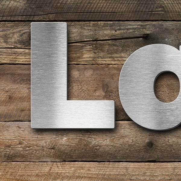 Schriftzug "Landgasthof" in Schriftart "Kontrast", Edelstahl V2A gebürstet - hochwertig & wetterbest