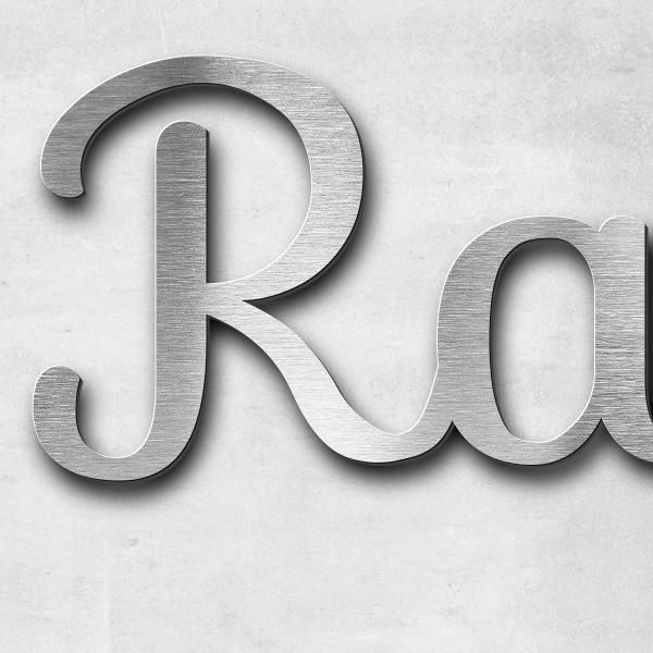 Schriftzug "Rasengräber" in Schriftart "Autumna", Edelstahl V2A gebürstet - hochwertig & wetterbestä