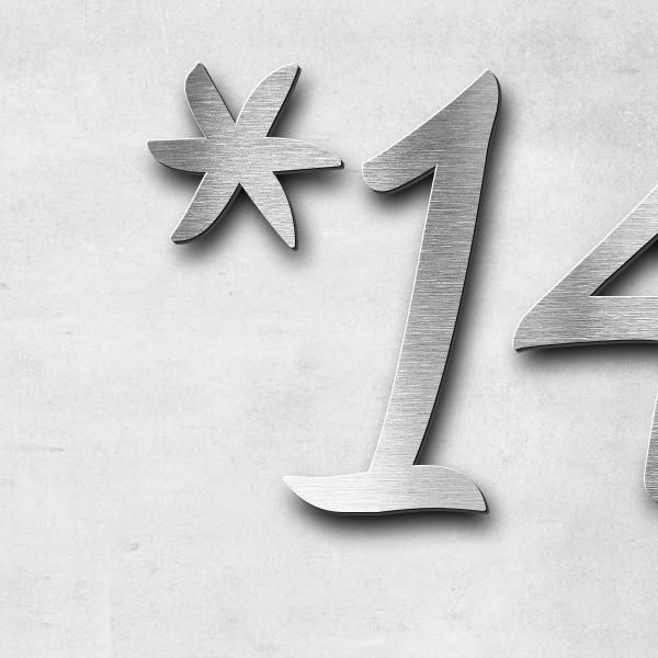 Schriftzug "*14.10.1949" in Schriftart "Filigrano", Edelstahl V2A gebürstet - hochwertig & wetterbes