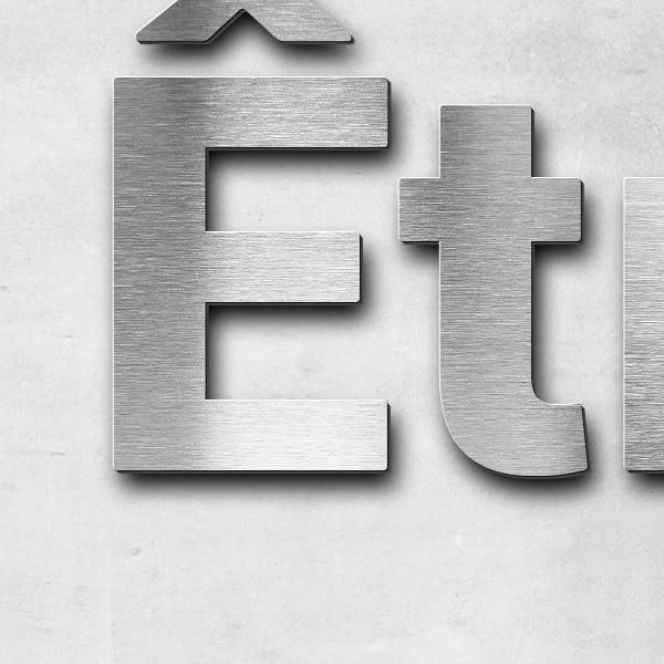 Lettering "Être numérique", stainless steel V2A brushed - high quality & weather resistant