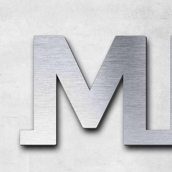 Schriftzug "MEHR MEER..." in Schriftart "Baseline", Acryl-Kunststoff in Edelstahl-Optik gebürstet -