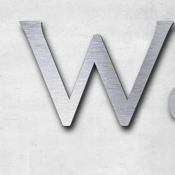 Schriftzug "Wartezimmer", Acryl-Kunststoff in Edelstahl-Optik gebürstet - hochwertig & wetterbeständ