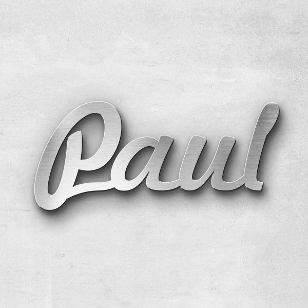 Schriftzug "Paul", Breite: 13 cm, Schriftart: Rockradio, Befestigung: Selbstklebend