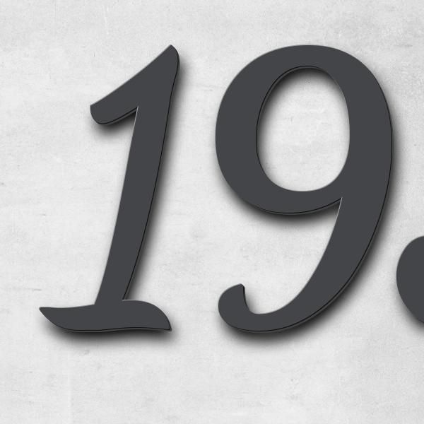 Schriftzug "1936" in Schriftart "Filigrano", Edelstahl V2A pulverbeschichtet - hochwertig & wetterbe