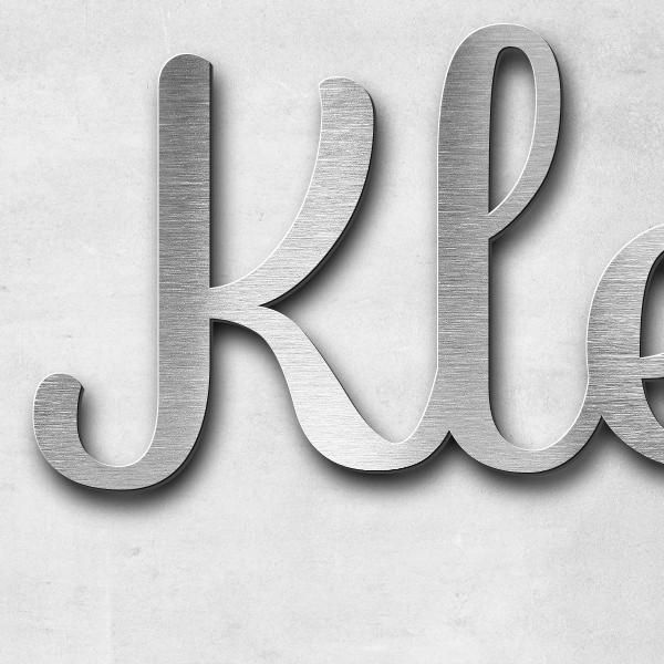 Schriftzug "Kleine Bodestrolch" in Schriftart "Autumna", Edelstahl V2A gebürstet - hochwertig & wett
