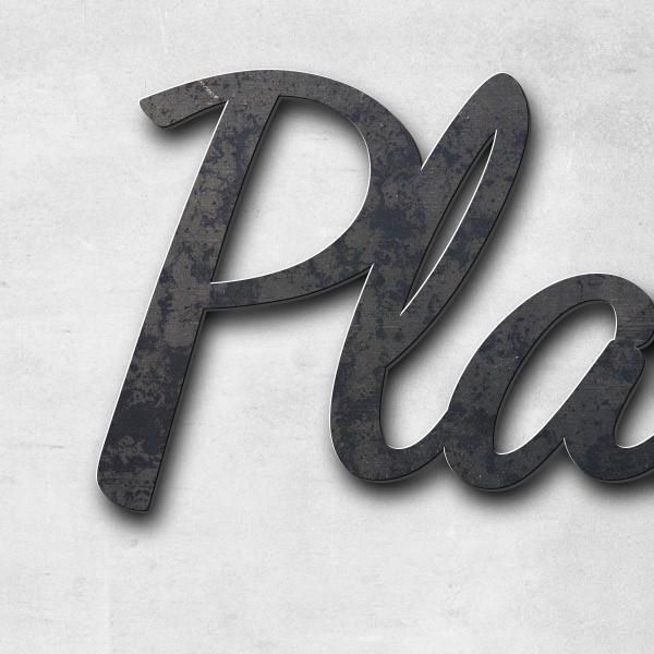 Lettering "Plateau Technique Incendie", corten steel untreated - high quality & weather resistant