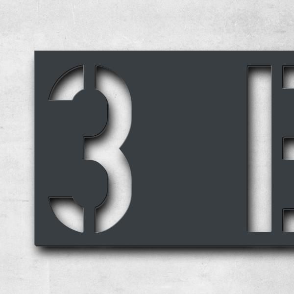 Enseigne "3 BIS", acier inoxydable 304 revêtu par poudre - de haute qualité & résistant aux intempéries