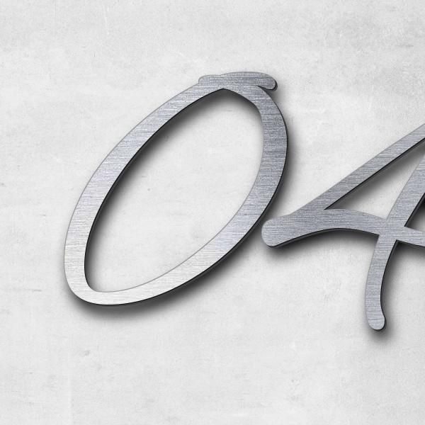 Schriftzug "04.02.2024", Acryl-Kunststoff in Edelstahl-Optik gebürstet - hochwertig & wetterbeständi