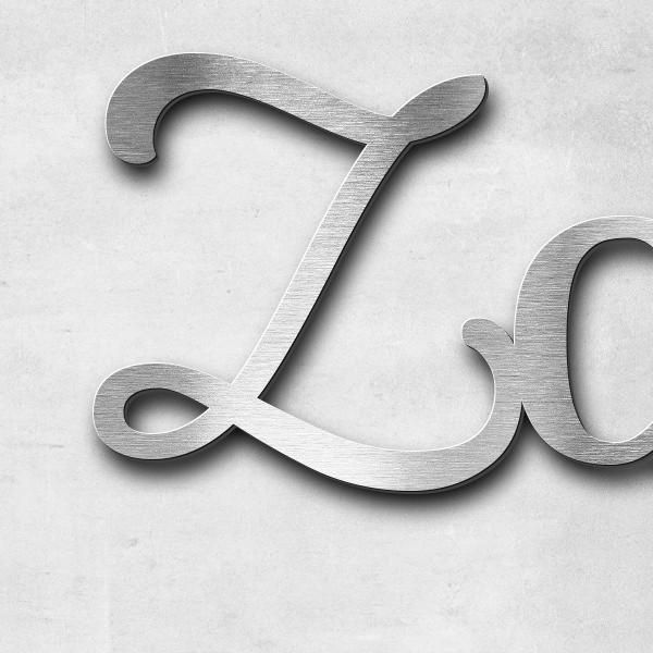 Schriftzug "Zauberstein" in Schriftart "Autumna", Edelstahl V2A gebürstet - hochwertig & wetterbestä