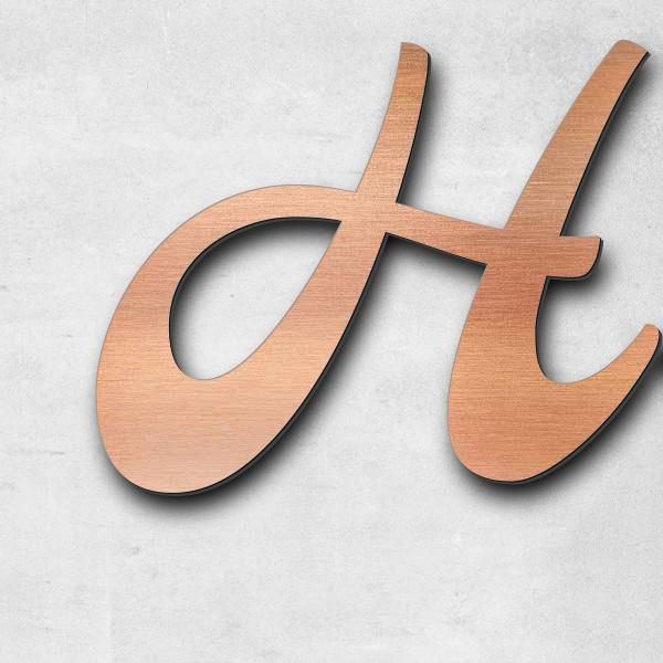 Enseigne "H", acrylique-plastique in Aspect cuivre brossé - de haute qualité & résistant aux intempéries
